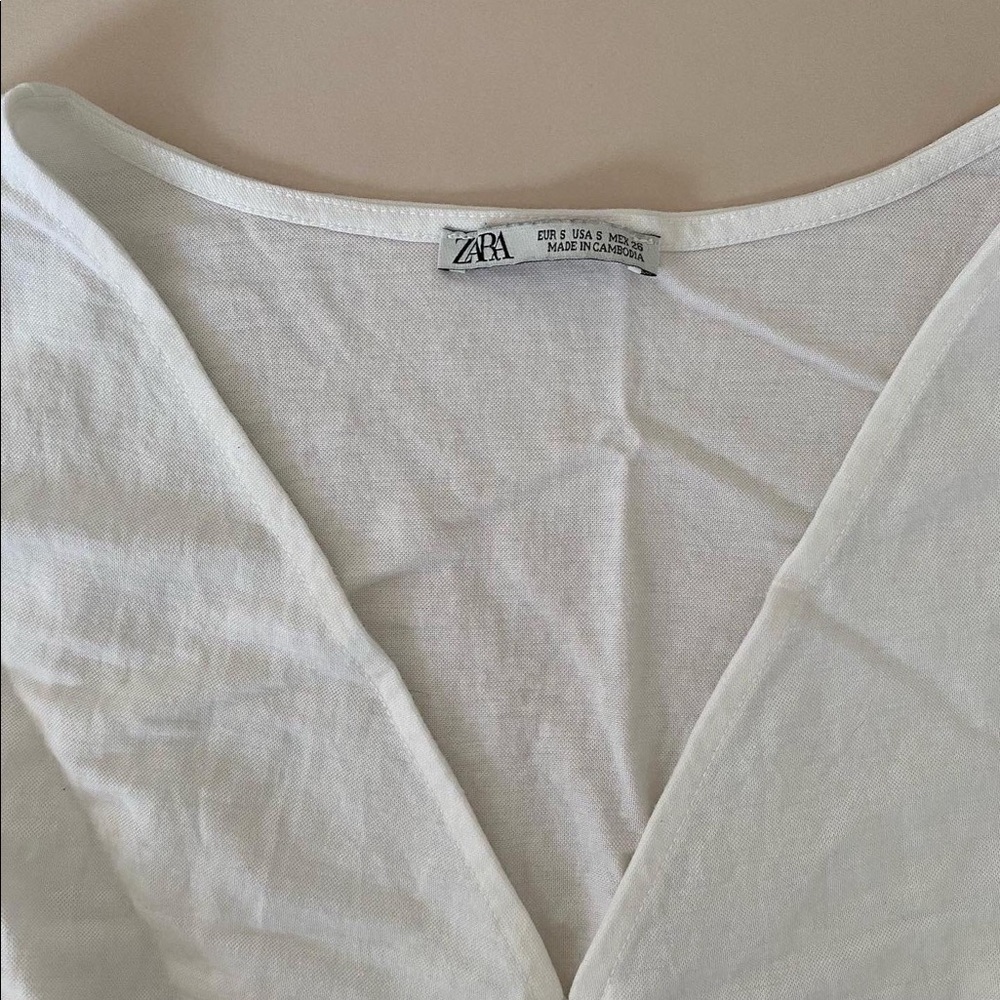 Zara tie front linen look top - size small - Picture 2 of 5